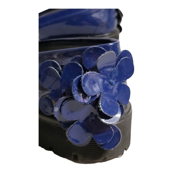 MSGM BLUE PATENT FLORAL LOAFERS Made in Italy SZ 38 - Picture 15 of 16